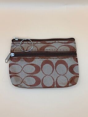 Trendy Double Zipper Cloth Pouch With Keyring